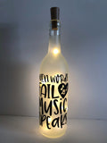 When Words Fail Music Speaks Lighted Wine Bottle. Clear, Frosted, Cobalt Blue