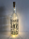 She Was Made for More Lighted Wine Bottle. Clear, Frosted, Cobalt Blue