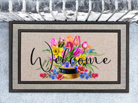 Spring Flowers Welcome Doormat