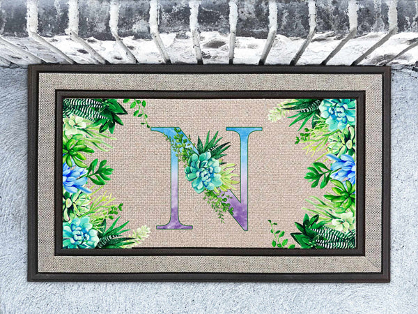 Succulent Monogrammed Doormat