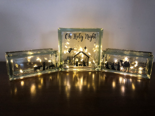 Nativity - Glass block - LED lighted