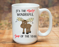 It's The Moose Wonderful Time of the Year, Tangled Lights Mug, 15 Oz Cup, Gift for Her, Present for Him, Coffee, Tea, Cocoa