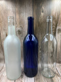 Husband and Wife Best Friends for Life Lighted Wine Bottle. Clear, Frosted, Cobalt Blue