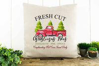 Fresh Cut Christmas Trees, Red Truck Decorative Pillow