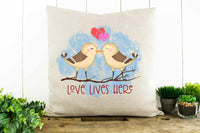Love Lives Here - Birds Decorative Pillow