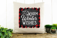 Warm Winter Wishes, Plaid Decorative Pillow