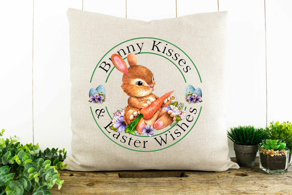 Bunny Kisses and Easter Wishes Decorative Pillow