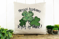 Blessed Assurance Jesus is Mine, Shamrock Decorative Pillow