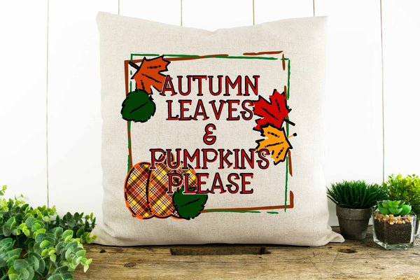 Autumn Leaves Pumpkins Please Decorative Pillow