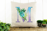 Succulent Monogram, Custom Personalized Decorative Pillow
