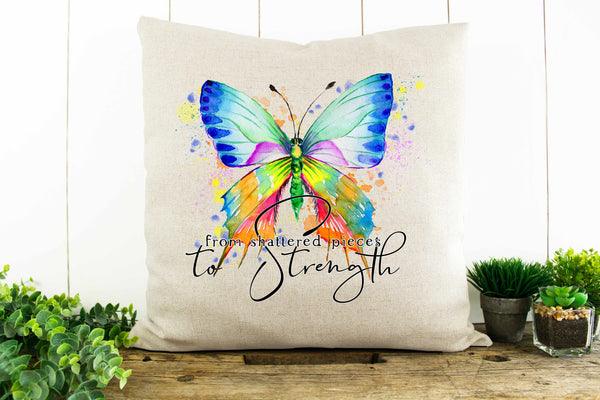 From Shattered Pieces to Strength, Butterfly Decorative Pillow