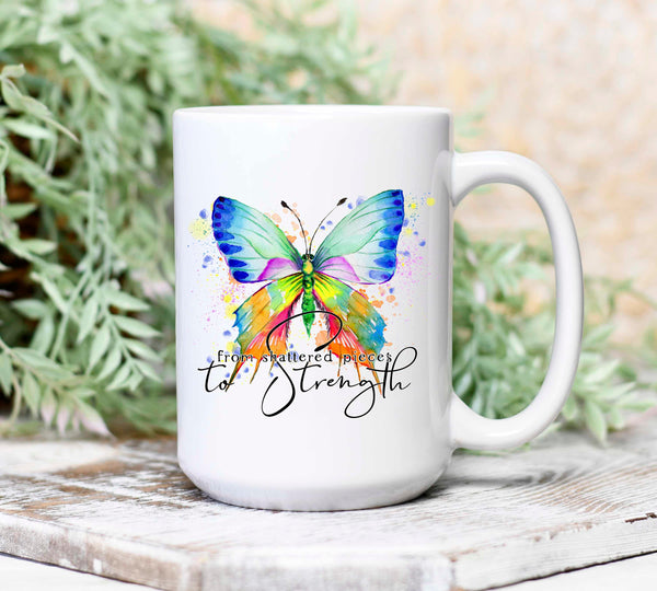 From Shattered Pieces to Strength Butterfly Mug