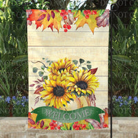 Pumpkin Sunflower Welcome Garden Flag