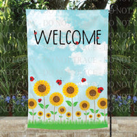 Sunflower LadyBug Welcome Garden Flag