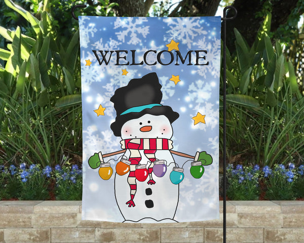 Snowman Welcome Garden Flag