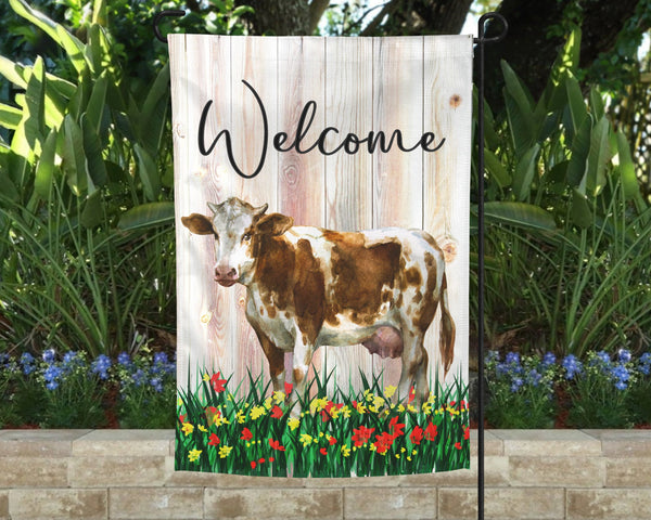 Farm Cow Welcome Garden Flag