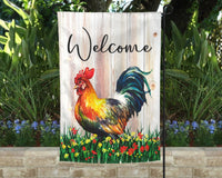 Farm Rooster Welcome Garden Flag