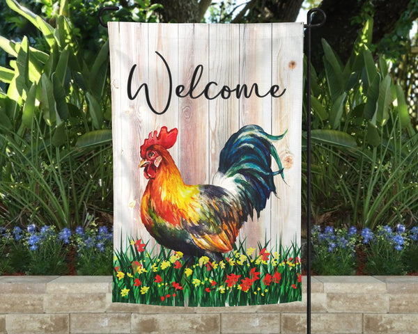 Farm Rooster Welcome Garden Flag