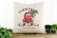 Farm Fresh Christmas Trees, Red Truck Decorative Pillow