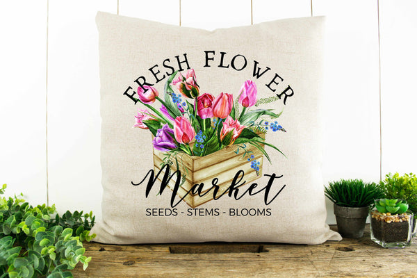Fresh Flower Market Decorative Pillow