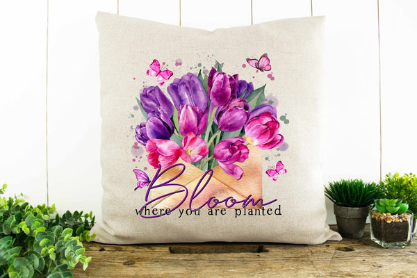 Bloom Where You Are Planted, Tulip Decorative Pillow