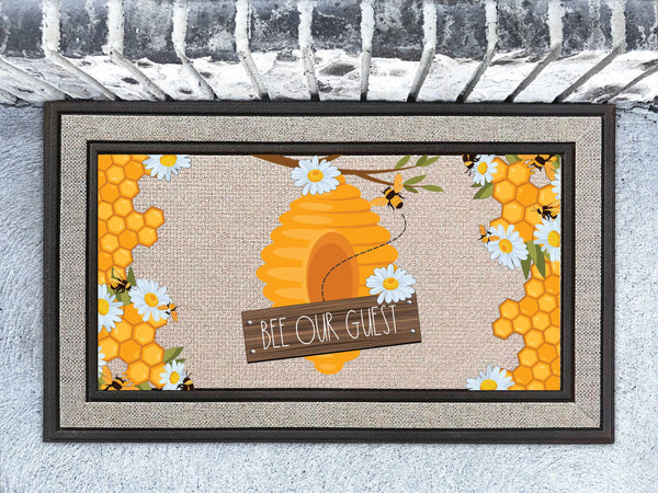 Bee Our Guest Honeycomb Welcome Doormat