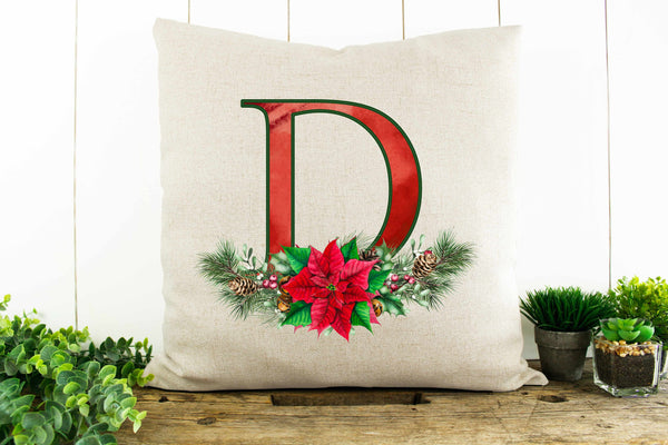 Christmas Bough Monogram  Decorative Pillow