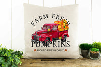 Farm Fresh Pumpkins, Red Truck Decorative Pillow