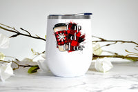 Cup of Cheer, Red Plaid wine tumbler