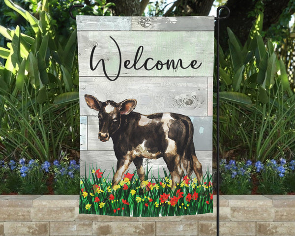 Farm Calf Welcome Garden Flag