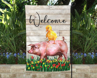 Farm Pig Welcome Garden Flag