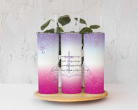 Good Morning Ombre Cross 20 ounce skinny stainless steel tumbler, Custom, Gift for Him, Present for Her
