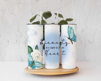 Beauty is a Light in Your Heart 20 ounce skinny stainless steel tumbler, Custom, Gift for Him, Present for Her