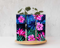 Tropical Flowers 20 ounce skinny stainless steel tumbler, Custom, Gift for Him, Present for Her