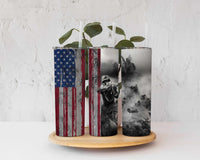 Flag Military Smoke 20 ounce skinny stainless steel tumbler, Custom, Gift for Him, Present for Her