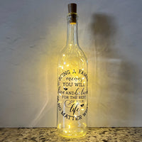 Being a Family, Lighted Wine Bottle. Clear, Frosted, Cobalt Blue, Battery Powered LED, Gift for him/her, Best Friend Present