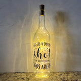 Need a Double Shot, Lighted Wine Bottle. Clear, Frosted, Cobalt Blue, Battery Powered LED, Gift for him/her, Best Friend Present