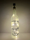 A Family Who Prays Together, Lighted Wine Bottle. Clear, Frosted, Cobalt Blue, Battery Powered LED, Gift for him/her, Best Friend Present