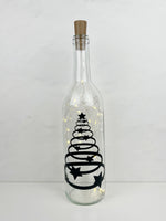 Star and Circle Christmas Tree Lighted Wine Bottle. Clear, Frosted, Cobalt Blue, Battery Powered LED, Gift for him/her, Best Friend Present