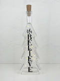 We Believe Lighted Christmas Glass Tree. Clear. Battery Powered LED, Gift for him/her, Best Friend Present Decoration