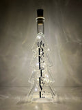 We Believe Lighted Christmas Glass Tree. Clear. Battery Powered LED, Gift for him/her, Best Friend Present Decoration